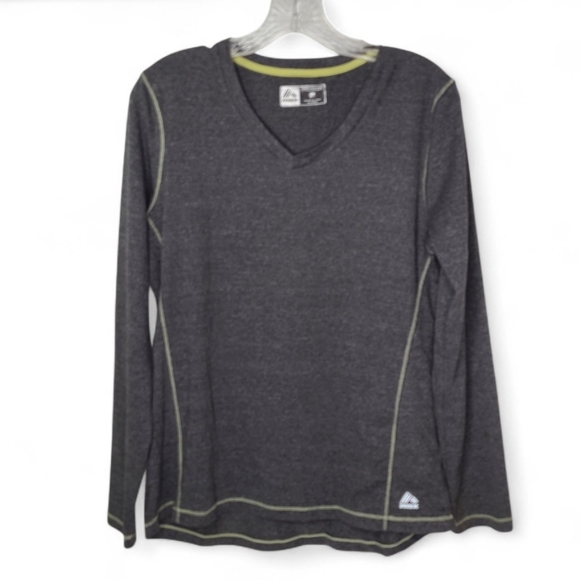 RBX Performance X Dri Long Sleeve V Neck Gray Athletic Tee Sz L Poly/Spandex - Picture 1 of 6